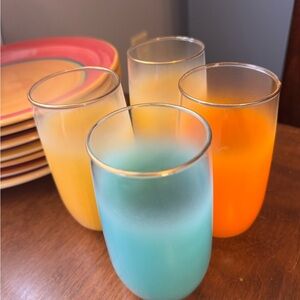 Vintage Libbey Blendo Frosted Glasses w Gold Rim (4)